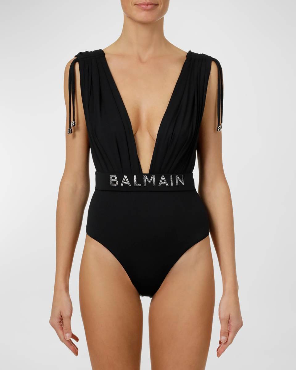 Draped One-Piece Swimsuit